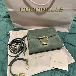 Coccinelle Gray Suede Purse. Authentic Italian leather